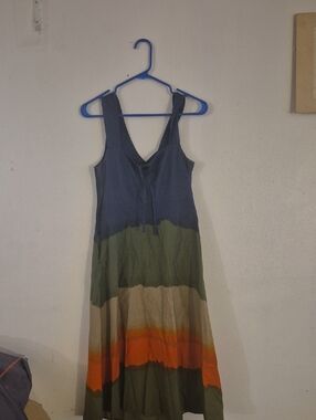 Tommy Hilfiger Blue, Green, Orange Striped Maxi Dress